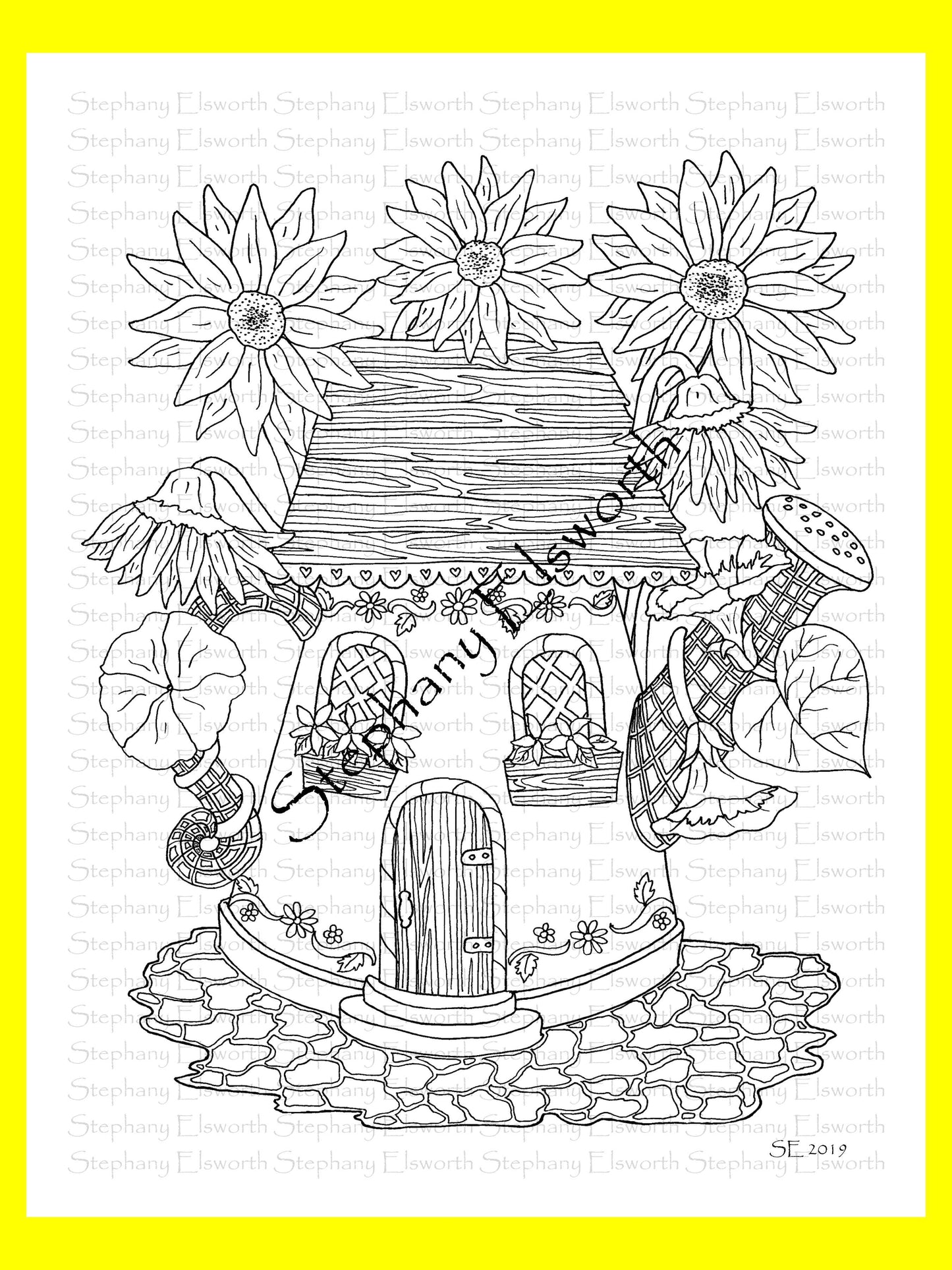 Faerie Houses PDF Instant Download Coloring Book