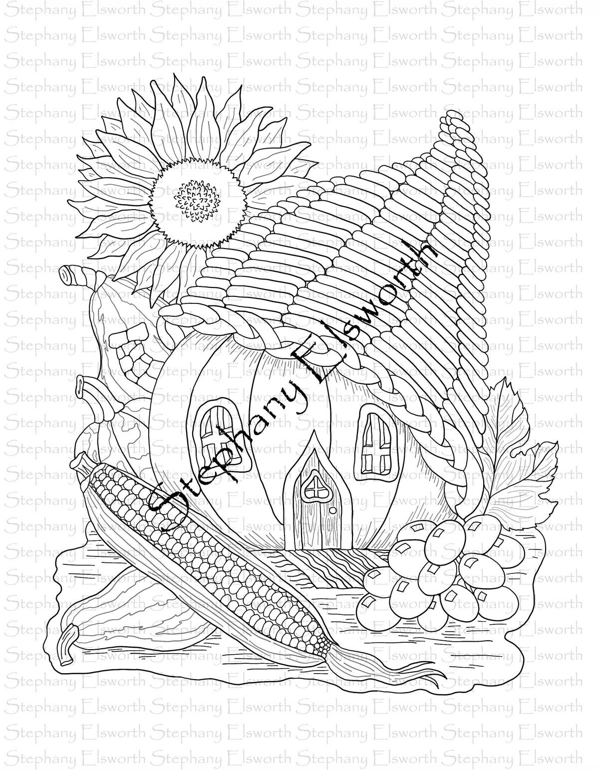 Faerie Houses I Set 1 PDF/JPG LTR/A4 Printable Coloring Pages 1-5