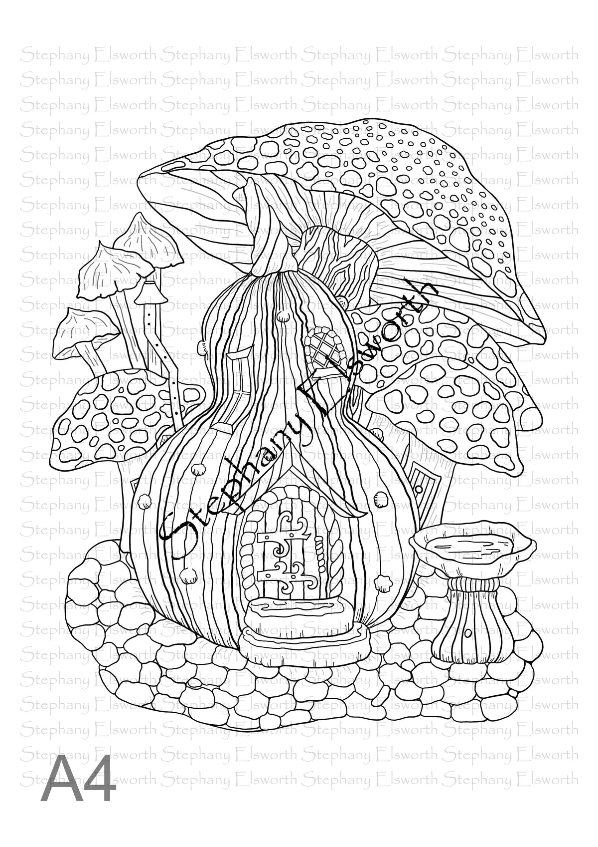 Faerie Houses I Set 1 PDF/JPG LTR/A4 Printable Coloring Pages 1-5