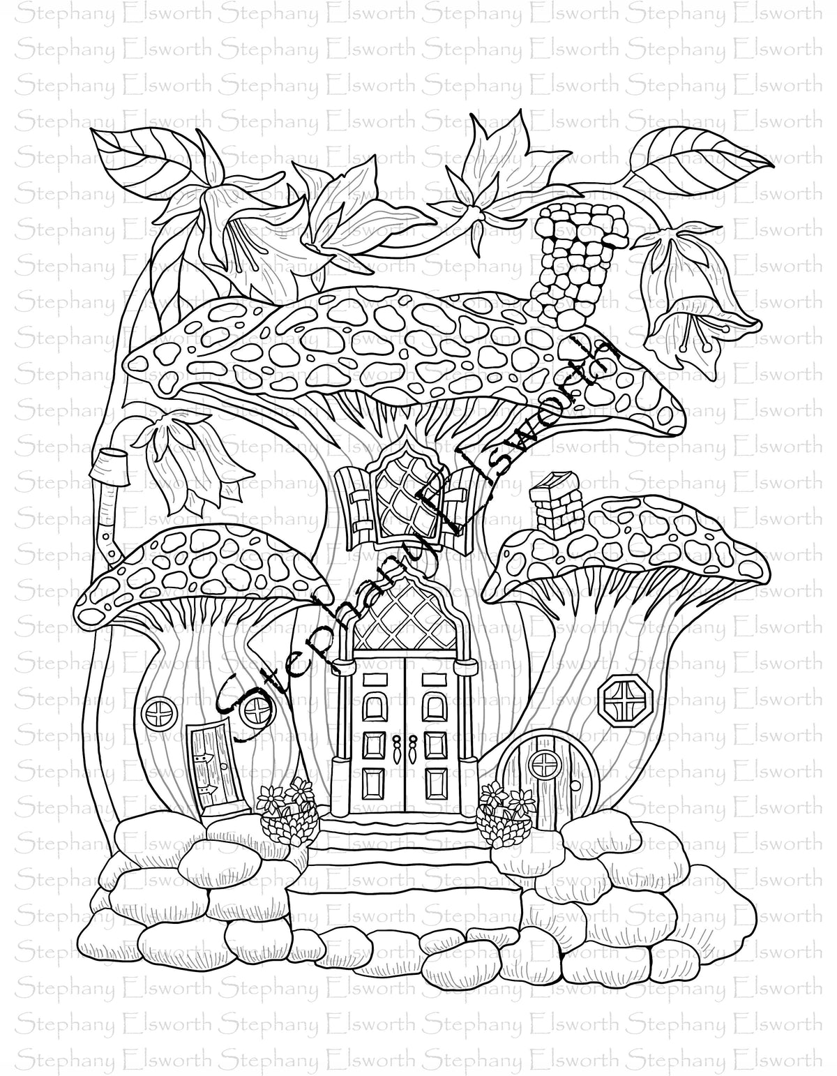 Faerie Houses I Set 1 PDF/JPG LTR/A4 Printable Coloring Pages 1-5