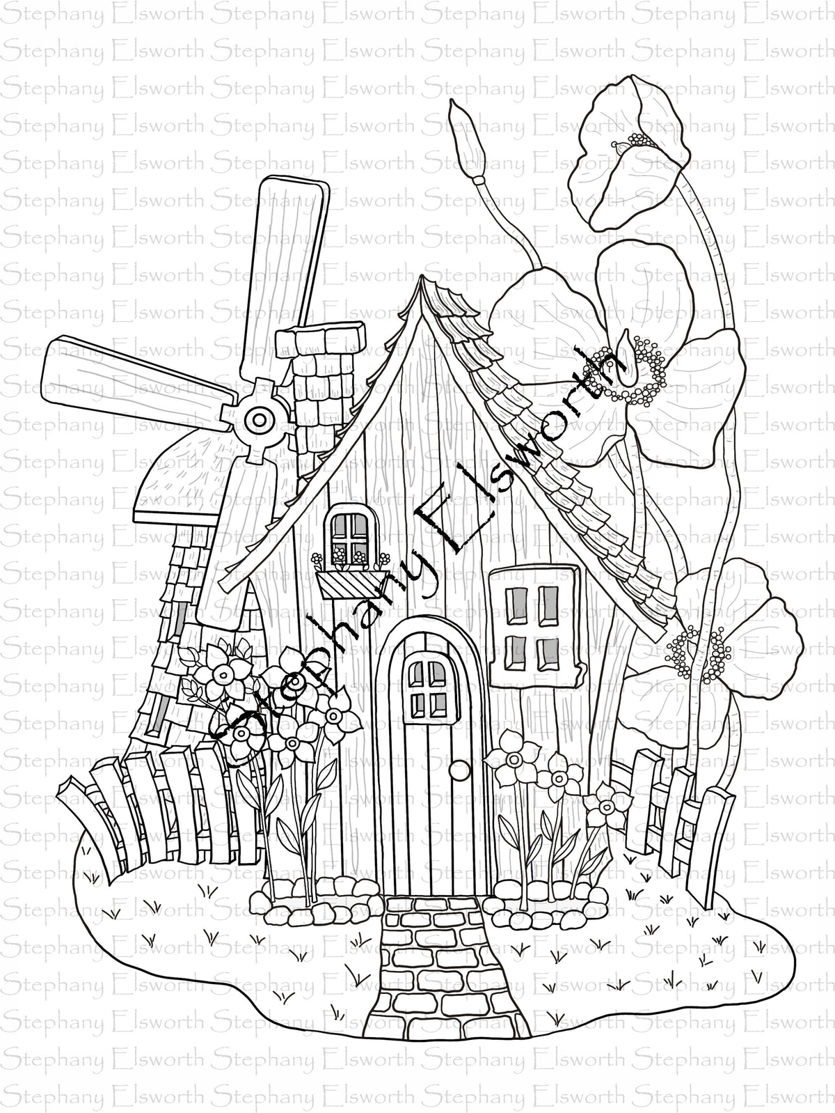 Faerie Houses I Set 1 PDF/JPG LTR/A4 Printable Coloring Pages 1-5