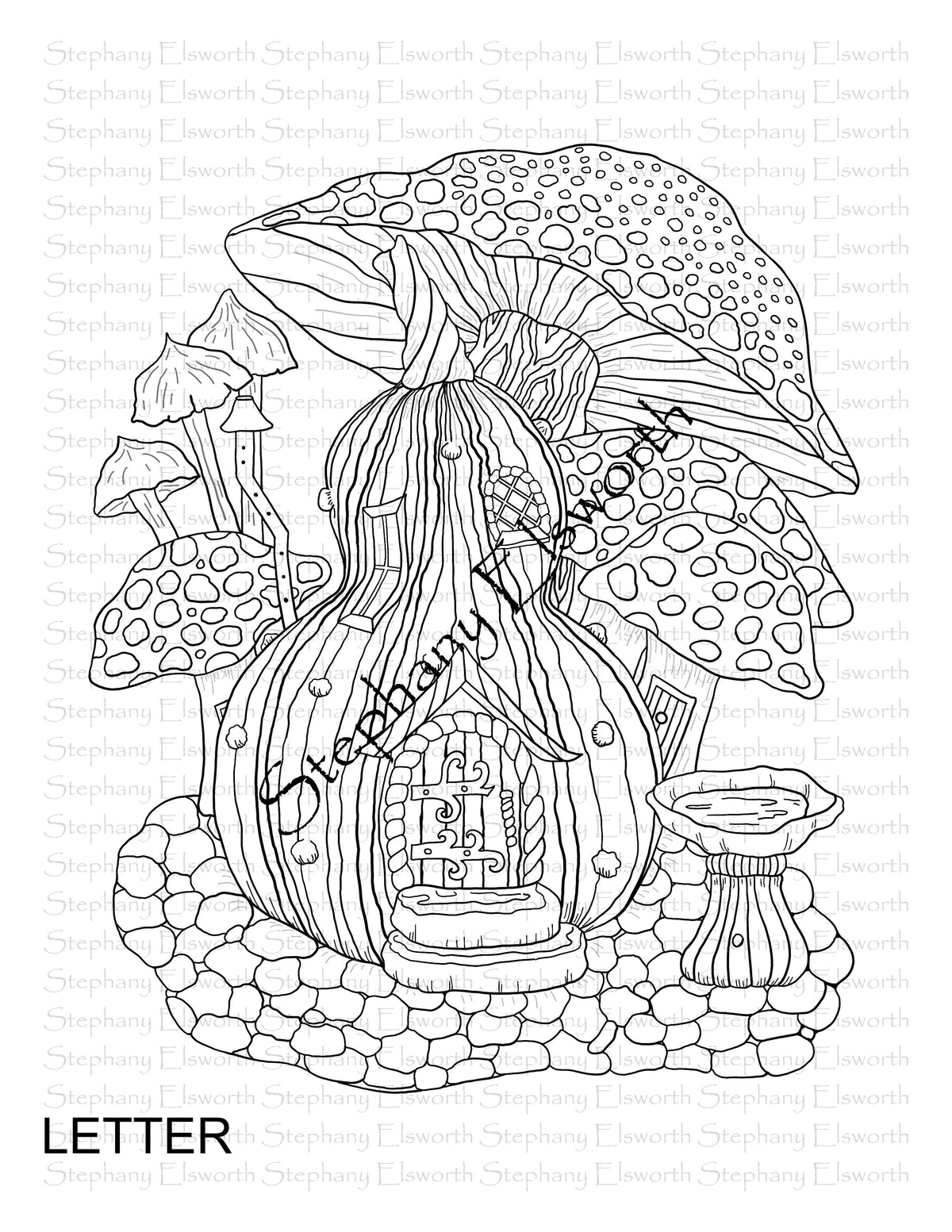 Faerie Houses I Set 1 PDF/JPG LTR/A4 Printable Coloring Pages 1-5