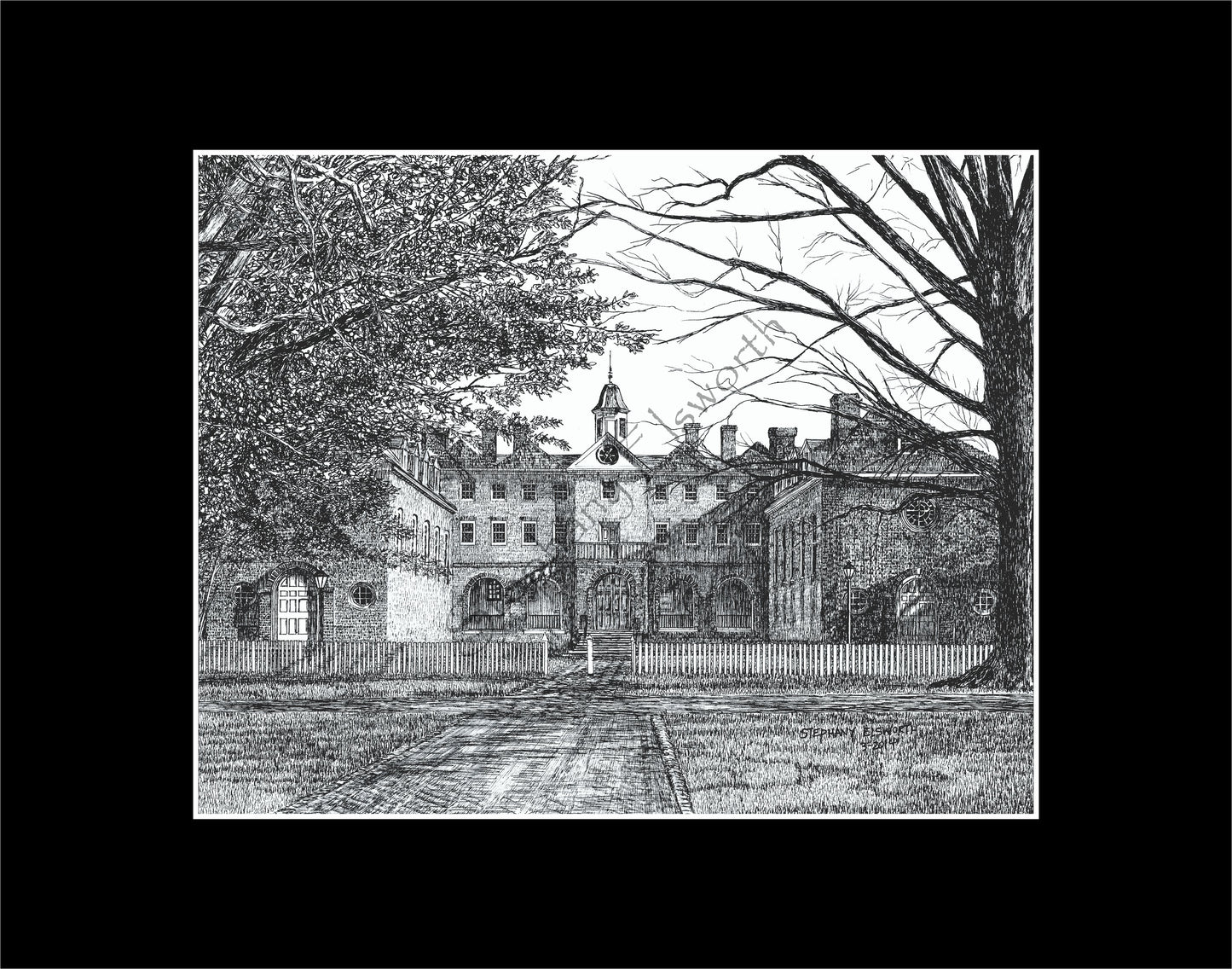 Sir Christopher Wren Building, CWM, Williamsburg, Virginia 8 x 10 Art Print in 11 x 14 mat